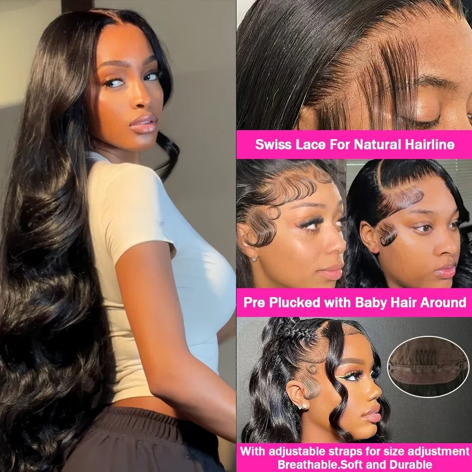 40 Inch Body Wave 5x5 Glueless Wig 100% Human Hair Pre-plucked Brazilian 200 Density 13x6 Lace Frontal Human Hair Wigs for Women