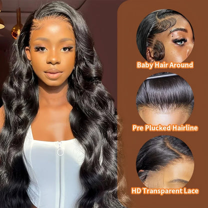 40 Inch Body Wave 5x5 Glueless Wig 100% Human Hair Pre-plucked Brazilian 200 Density 13x6 Lace Frontal Human Hair Wigs for Women