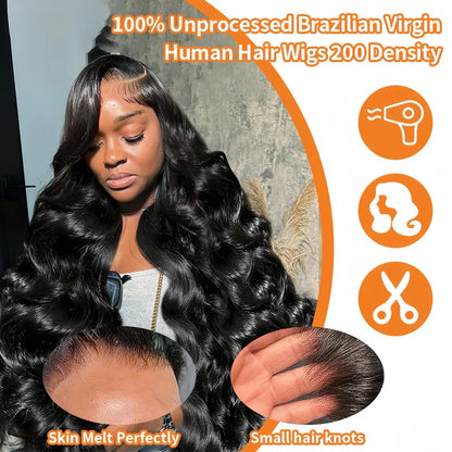 40 Inch Body Wave 5x5 Glueless Wig 100% Human Hair Pre-plucked Brazilian 200 Density 13x6 Lace Frontal Human Hair Wigs for Women